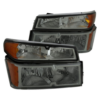 Spec-D® - Driver and Passenger Side Chrome/Smoke Euro Headlights with Turn Signal/Parking Lights