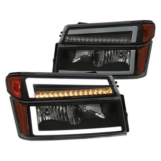 Spec-D® - Driver and Passenger Side Matte Black/Smoke LED Light Tube Euro Headlights with Sequential Turn Signal/Parking Lights