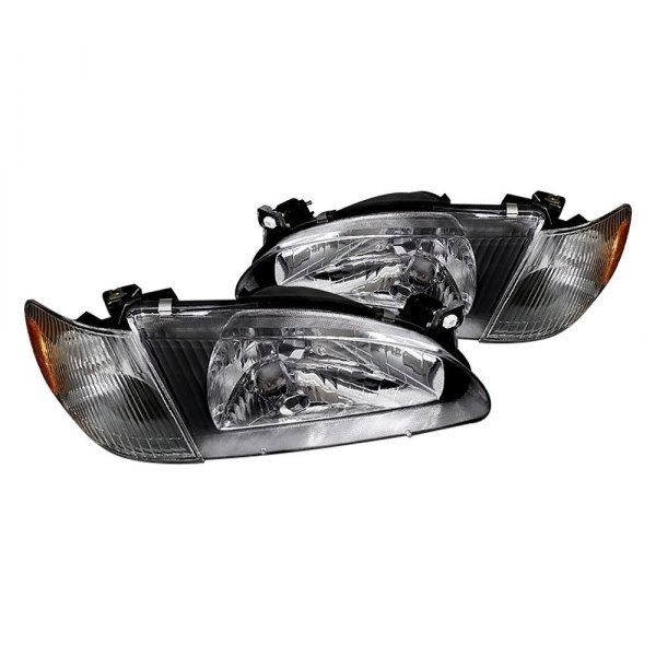 Spec-D® - Black Euro Headlights with Corner Lights, Toyota Corolla