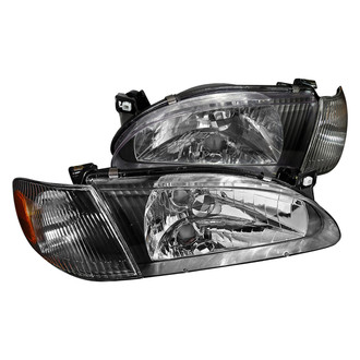Spec-D® - Driver and Passenger Side Black Euro Headlights with Corner Lights