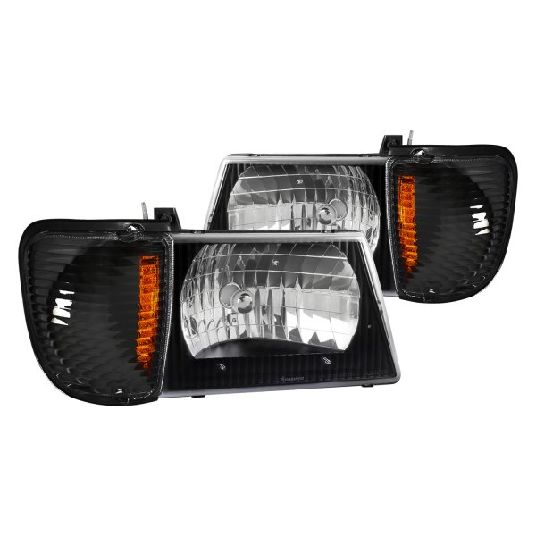 Spec-D® - Matte Black Euro Headlights with LED DRL
