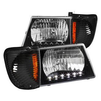Spec-D® - Driver and Passenger Side Matte Black Euro Headlights with LED DRL
