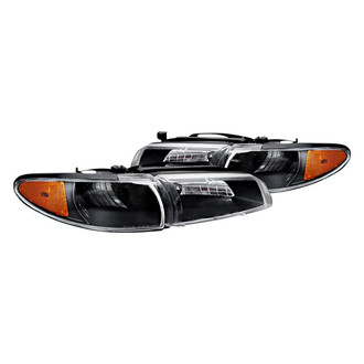 Spec-D® - Driver and Passenger Side Black Euro Headlights with Corner Lights