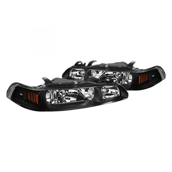 Spec-D® - Black Euro Headlights with Amber Corner Lights, Acura Integra