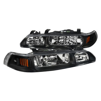 Spec-D® - Driver and Passenger Side Black Euro Headlights with Amber Corner Lights