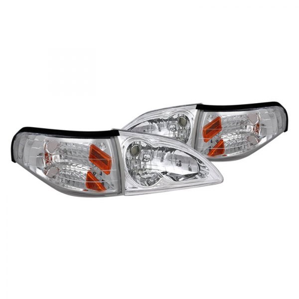 Spec-D® - Chrome Euro Headlights with Corner Lights, Ford Mustang