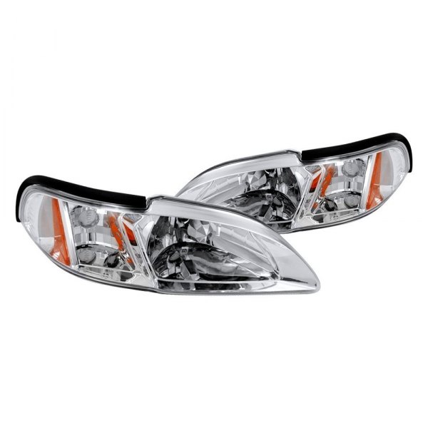 Spec-D® - Chrome Euro Headlights with Corner Lights, Ford Mustang