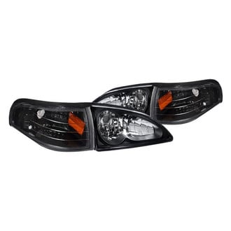 Spec-D® - Driver and Passenger Side Black Euro Headlights with Corner Lights