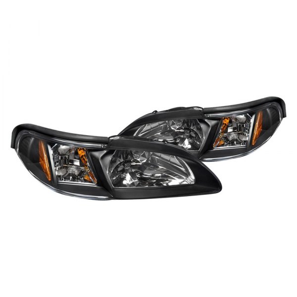 Spec-D® - Black Euro Headlights with Corner Lights, Ford Mustang