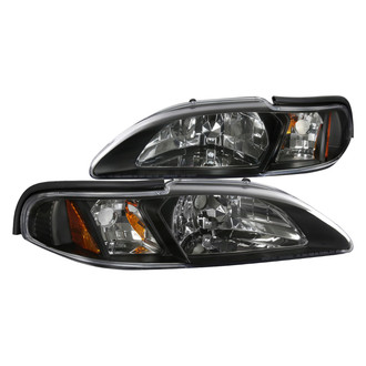 Spec-D® - Driver and Passenger Side Black Euro Headlights with Corner Lights