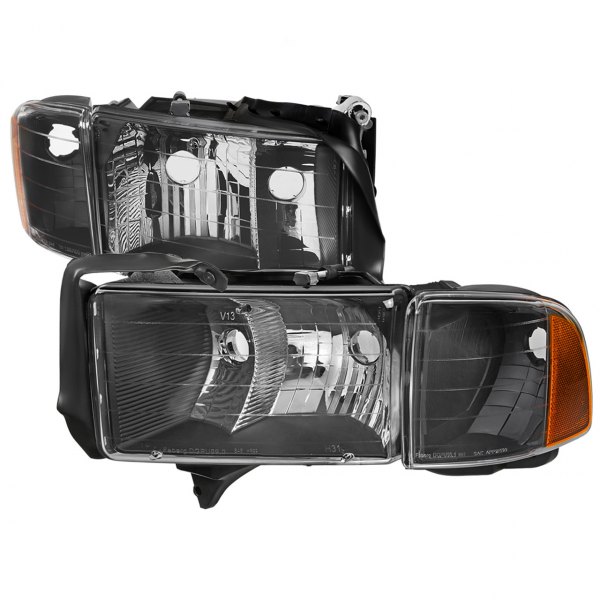 Spec-D® - Matte Black Euro Headlights with Turn Signal/Corner Lights