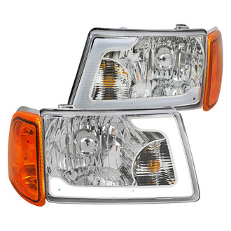Spec-D® - Driver and Passenger Side Chrome LED Light Tube Euro Headlights
