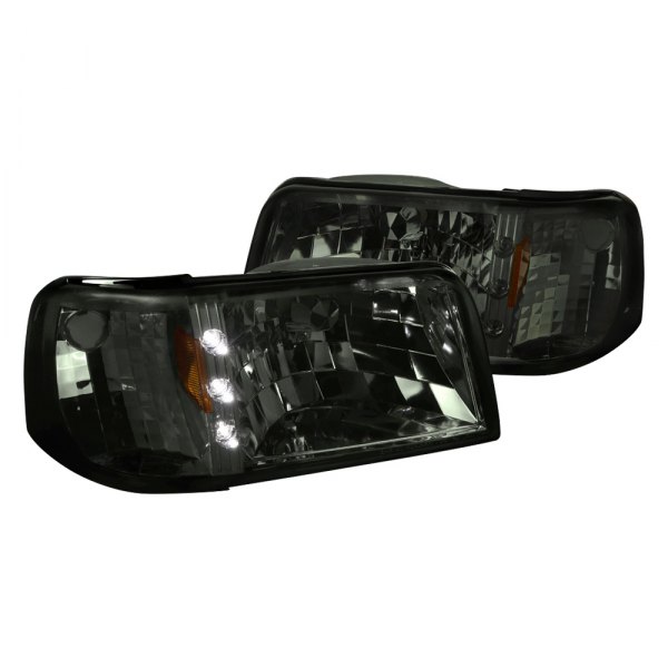 Spec-D® - Chrome/Smoke Euro Headlights with LEDs, Ford Ranger