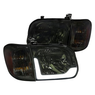 Spec-D® - Driver and Passenger Side Chrome/Smoke LED Light Tube Euro Headlights with Turn Signal/Corner Lights