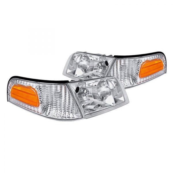 Spec-D® - Chrome Euro Headlights with Corner Lights, Ford Crown Victoria