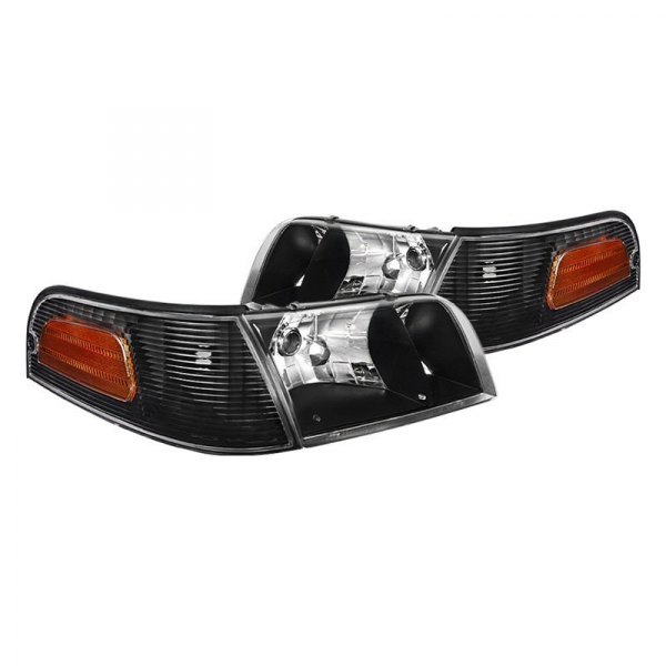 Spec-D® - Black Euro Headlights with Corner Lights, Ford Crown Victoria