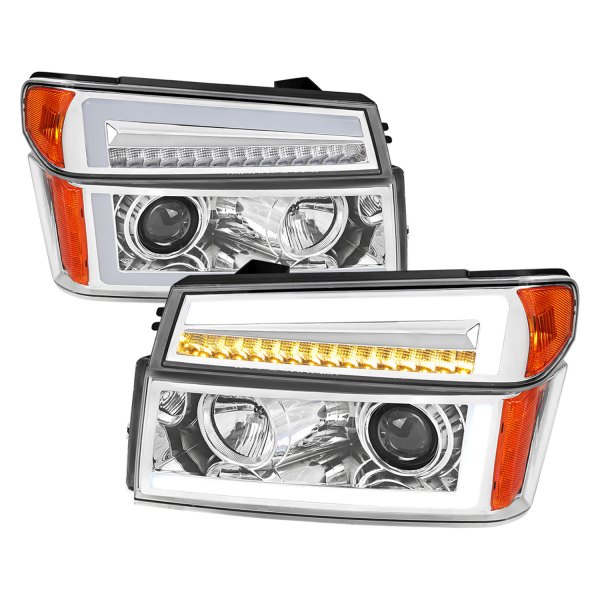 Spec-D® - Chrome DRL Bar Projector Headlights with Sequential LED Turn Signal