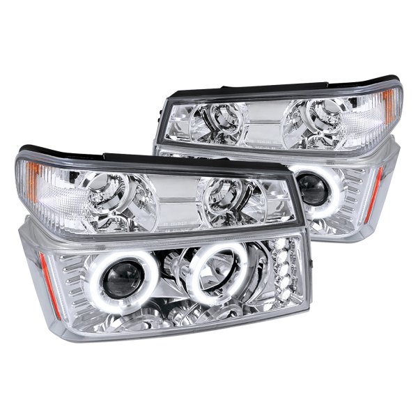 Spec-D® - Chrome Dual Halo Projector Euro Headlights with LED Parking Lights