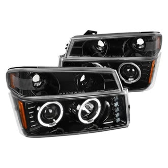 Spec-D® - Driver and Passenger Side Gloss Black Halo Projector Headlights with Parking LEDs