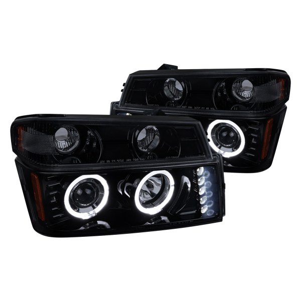 Spec-D® - Gloss Black/Smoke Dual Halo Projector Euro Headlights with LED Parking Lights