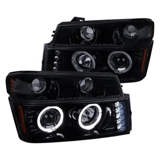Spec-D® - Driver and Passenger Side Gloss Black/Smoke Dual Halo Projector Euro Headlights with LED Parking Lights