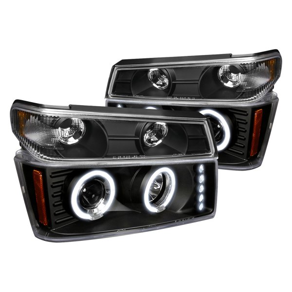 Spec-D® - Matte Black Dual Halo Projector Euro Headlights with LED Parking Lights
