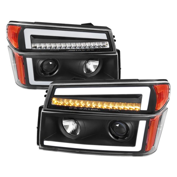 Spec-D® - Matte Black DRL Bar Projector Headlights with Sequential LED Turn Signal