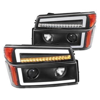Spec-D® - Driver and Passenger Side Matte Black DRL Bar Projector Headlights with Sequential LED Turn Signal