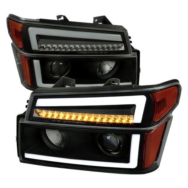 Spec-D® - Black/Smoke DRL Bar Projector Headlights with Sequential LED Turn Signal