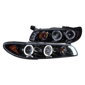 Spec-D® - Driver and Passenger Side Black/Smoke Halo Projector Headlights with Parking LEDs