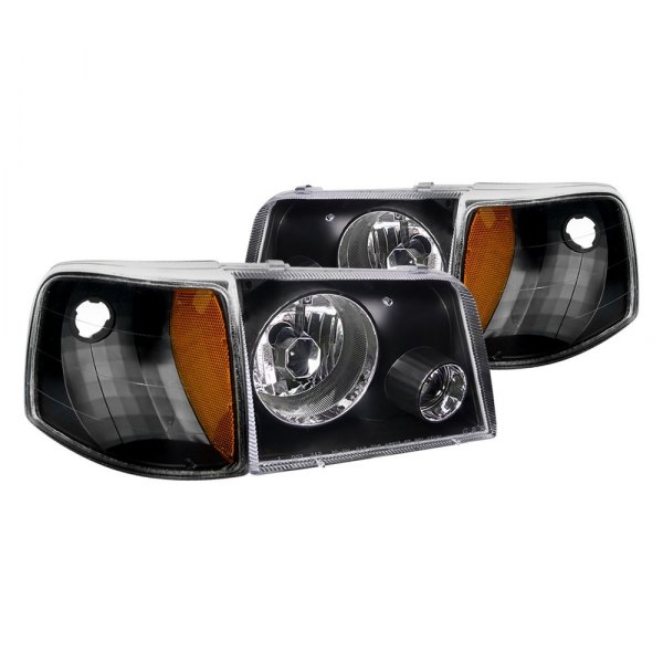 Spec-D® - Black Euro Headlights with Corner Lights, Ford Ranger