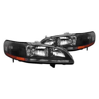 Spec-D® - Driver and Passenger Side Black Euro Headlights with Chrome Corner Lights