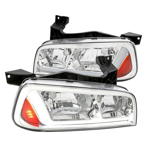 Spec-D® - Driver and Passenger Side Chrome Sequential LED Light Tube Euro Headlights