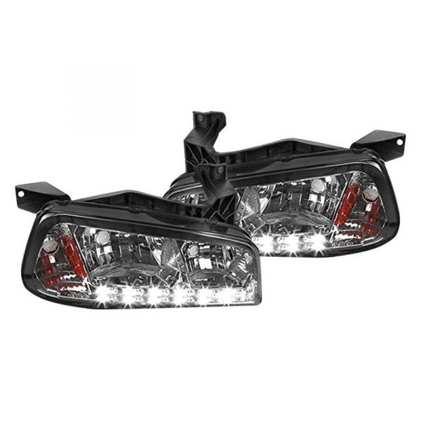 Spec-D® - Chrome/Smoke Euro Headlight with Parking LEDs, Dodge Charger