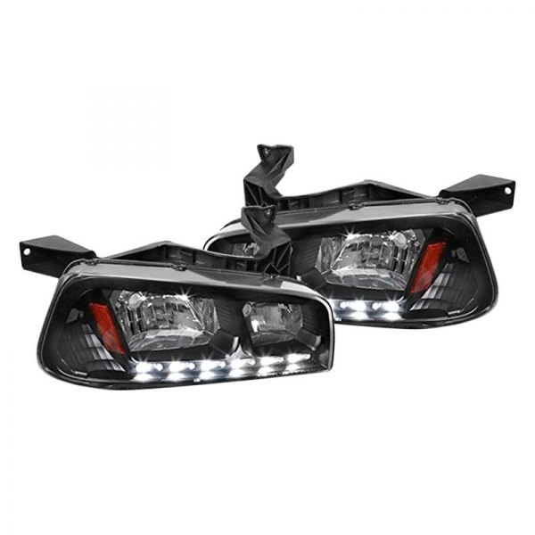 Spec-D® - Black Euro Headlight with Parking LEDs, Dodge Charger