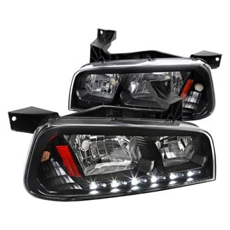 Spec-D® - Driver and Passenger Side Black Euro Headlight with Parking LEDs