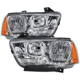 Spec-D® - Driver and Passenger Side Chrome Headlights with Amber Reflector