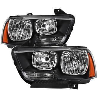 Spec-D® - Driver and Passenger Side Matte Black Headlights with Amber Reflector