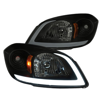 Spec-D® - Driver and Passenger Side Black/Smoke LED Light Tube Euro Headlights