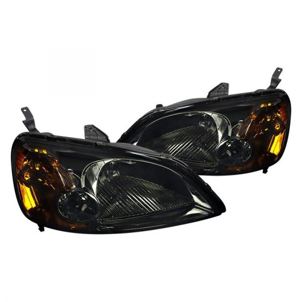 Spec-D® - Black/Smoke Euro Headlights, Honda Civic