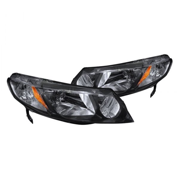 Spec-D® - Black Euro Headlights, Honda Civic