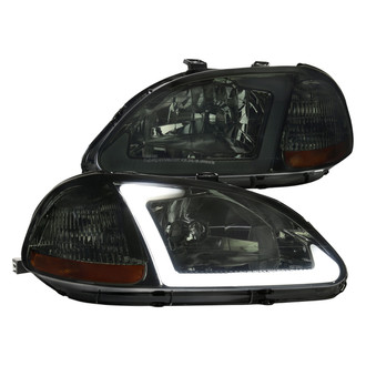 Spec-D® - Driver and Passenger Side Chrome/Smoke LED DRL Bar Headlights
