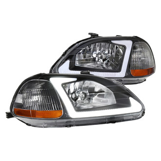 Spec-D® - Driver and Passenger Side Matte Black LED DRL Bar Headlights