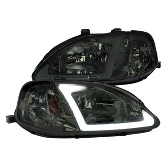 Spec-D® - Driver and Passenger Side Chrome/Smoke LED DRL Bar Headlights