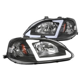 Spec-D® - Driver and Passenger Side Matte Black LED DRL Bar Headlights