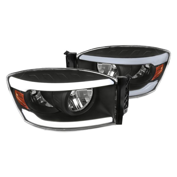 Spec-D® - Matte Black LED DRL Bar Headlights, Dodge Ram