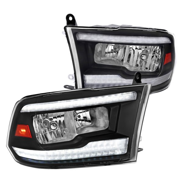 Spec-D® - Matte Black Euro Headlights with Sequential LED DRL