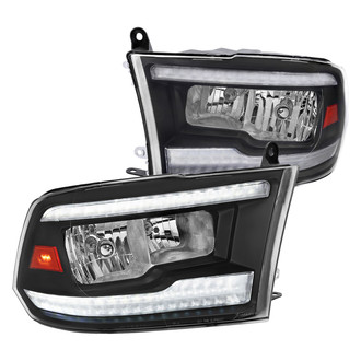 Spec-D® - Driver and Passenger Side Matte Black Euro Headlights with Sequential LED DRL