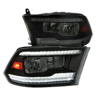 Spec-D® - Driver and Passenger Side Matte Black/Smoke Euro Headlights with Sequential LED DRL