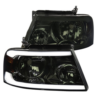 Spec-D® - Driver and Passenger Side Chrome/Smoke LED DRL Bar Headlights